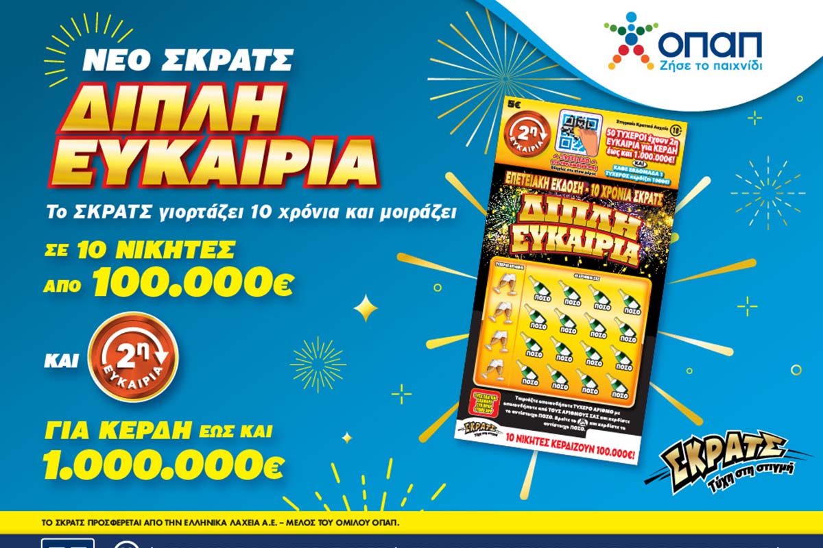Το ΣΚΡΑΤΣ κλείνει τα δέκα και το γιορτάζει με το επετειακό παιχνίδι «Διπλή Ευκαιρία»