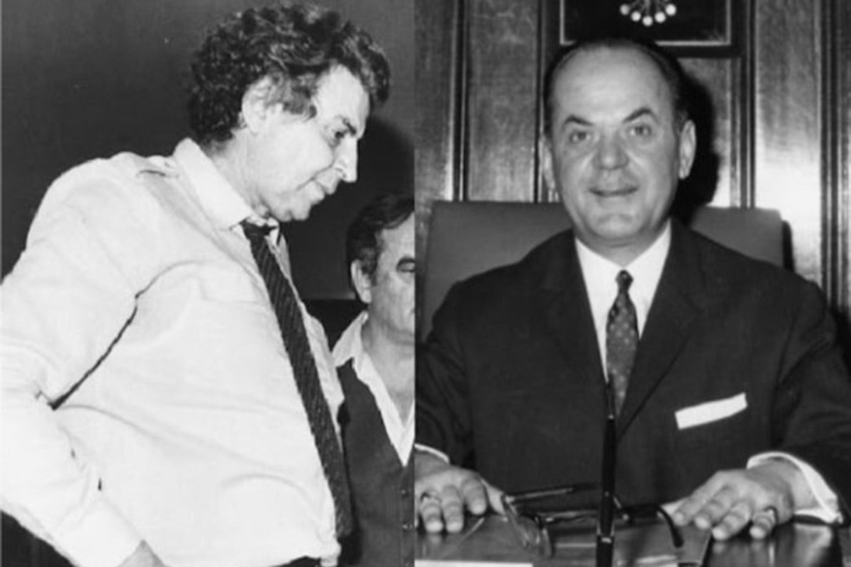 Ο Μίκης Θεοδωράκης και ο Γεώργιος Παπαδόπουλος