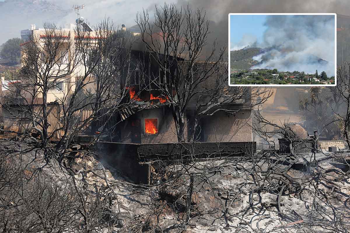Παλαιά Φώκαια: Ανιση η μάχη με τις φλόγες