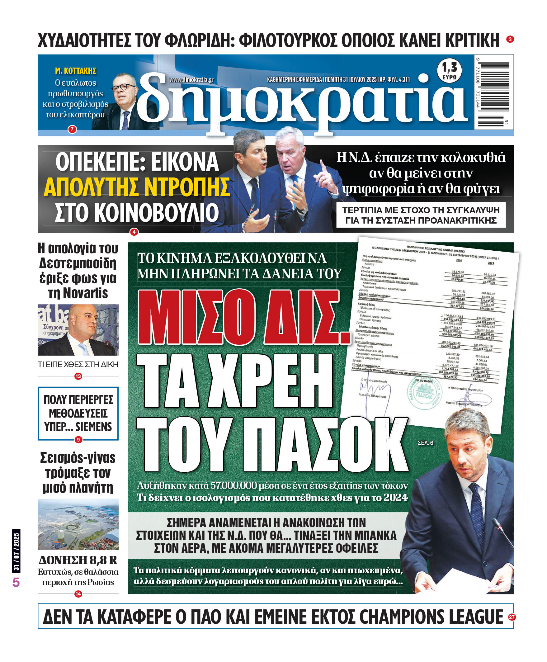 Πέμπτη 31/07/2025