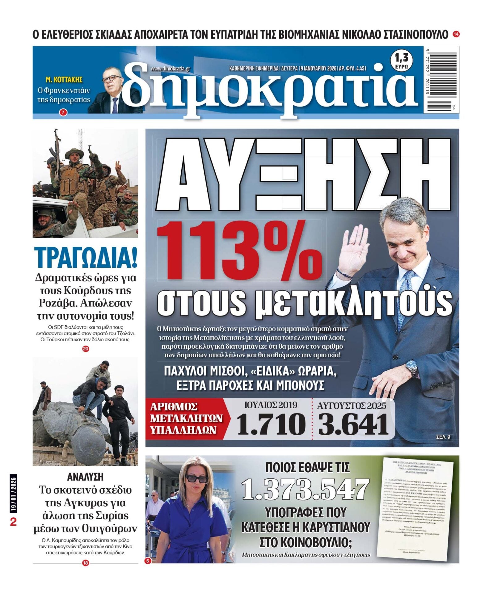 Δευτέρα 19/01/2026