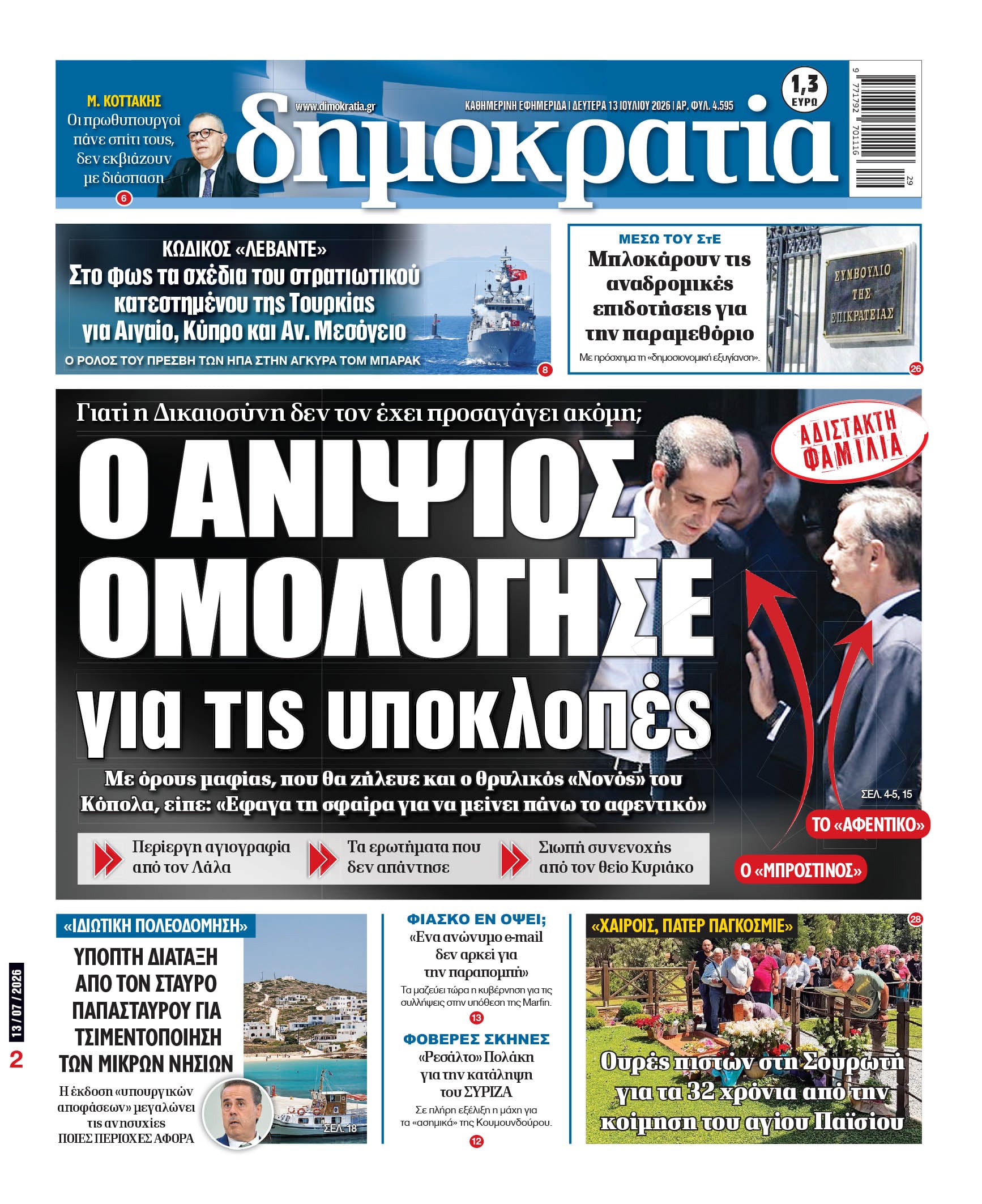 Δευτέρα 13/07/2026