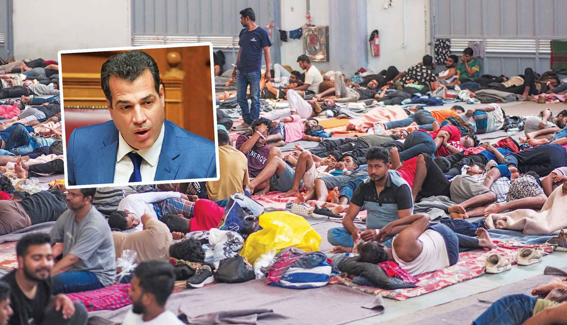Πρόσφυγες και μετανάστες στην δομή προσωρινής φιλοξενίας μεταναστών και προσφύγων που λειτουργεί στο εκθεσιακό κέντρο Αγυιάς στα Χανιά